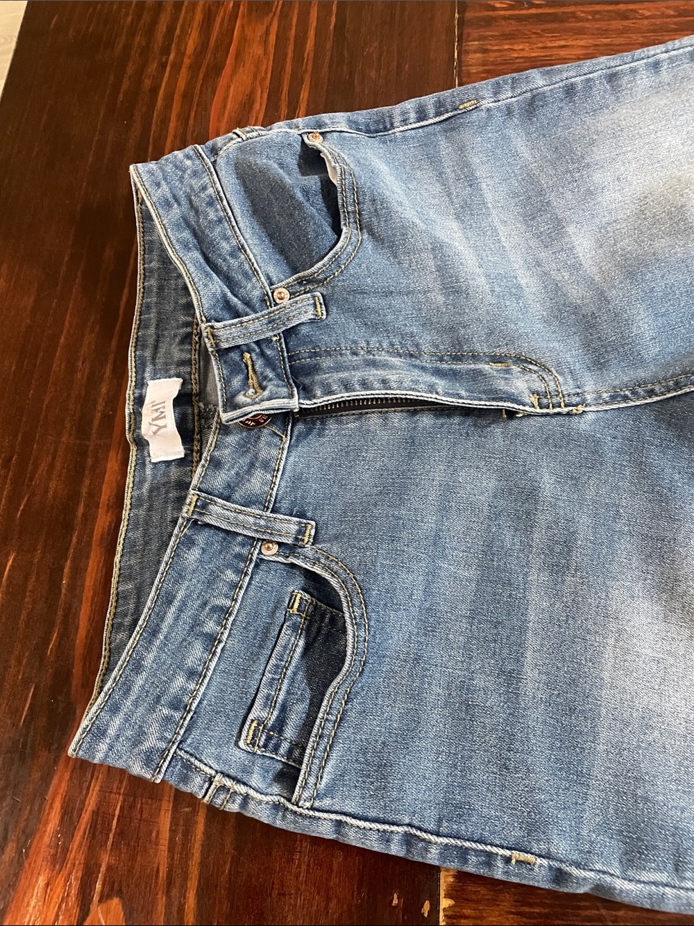 YMI Light Blue High-Rise Flare Jeans with Frayed Hem - Picture 3 of 12